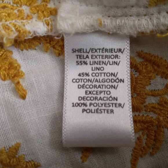 Ann Taylor Loft Blouse Linen Blend Embroided Peasant Boho Women's Size M - Picture 8 of 12